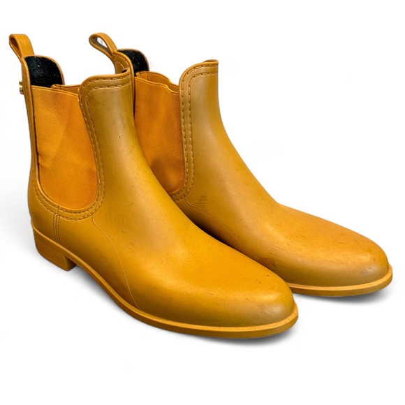 ☀️ Lemon Jelly Mustard Yellow Chelsea Boots | Women’s 8/8.5 | Waterproof Vegan - Picture 1 of 8